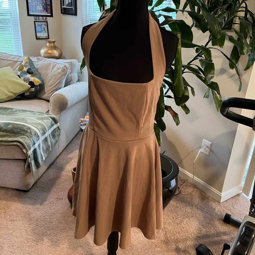 Fashion Nova Tan Backless Dress